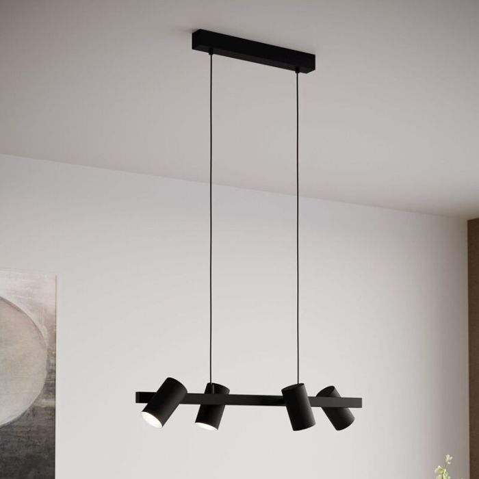 Sort modern pendler lampe stål, Patrice
