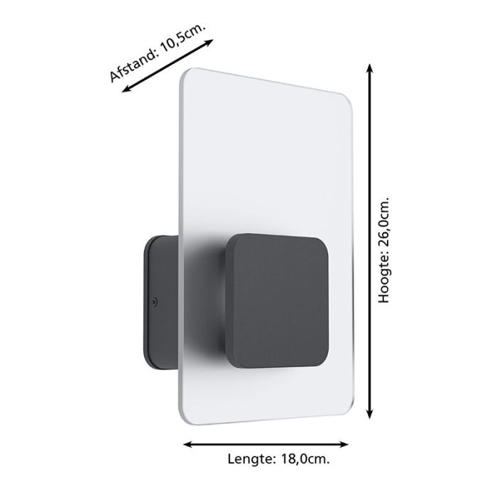 Antracit modern udendørslampe plast, Lutske, 10W, 3000K LED, IP44