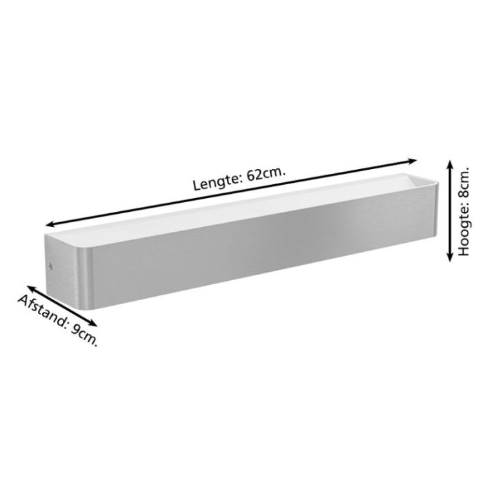 Nikkel modern væglampe badeværelse aluminium, Rafael, 26,5W, 3000K LED, IP44