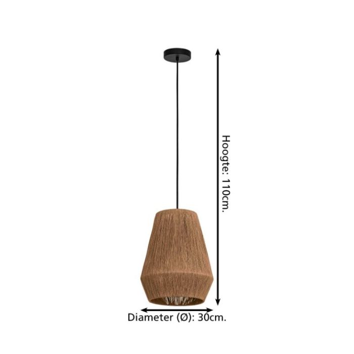 Rattan pendler lampe brun, Wilbert