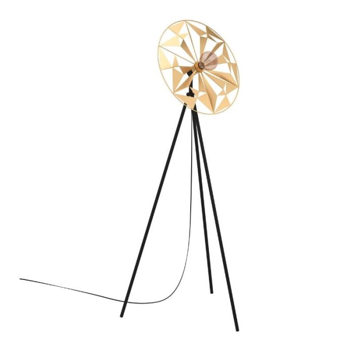 Guld retro gulv lampe aluminium, Thiemen, med brytare