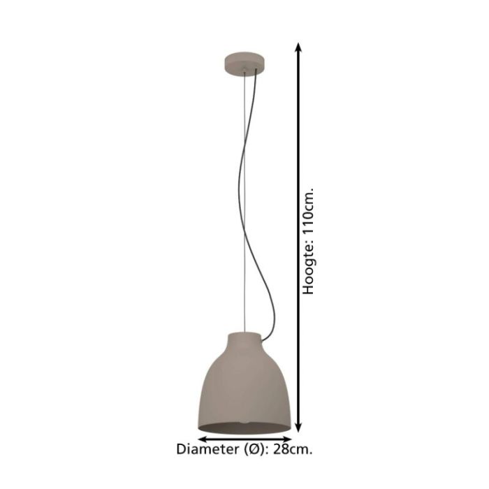 Taupe industri pendler lampe aluminium, Thijs