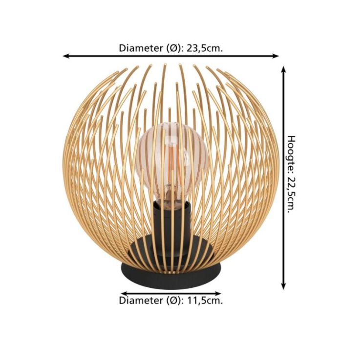 Guld industri bordlampe aluminium, Keimpe, med brytare