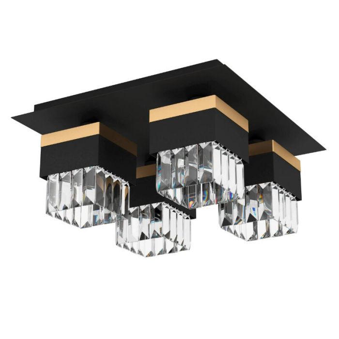 Sort design loftlampe glas, Wensley