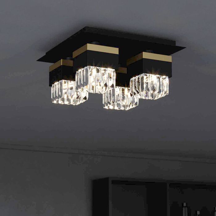 Sort design loftlampe glas, Wensley