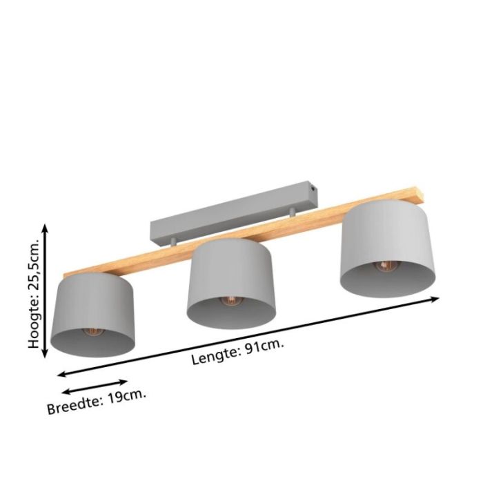 Træ loftlampe grå, Jeannot