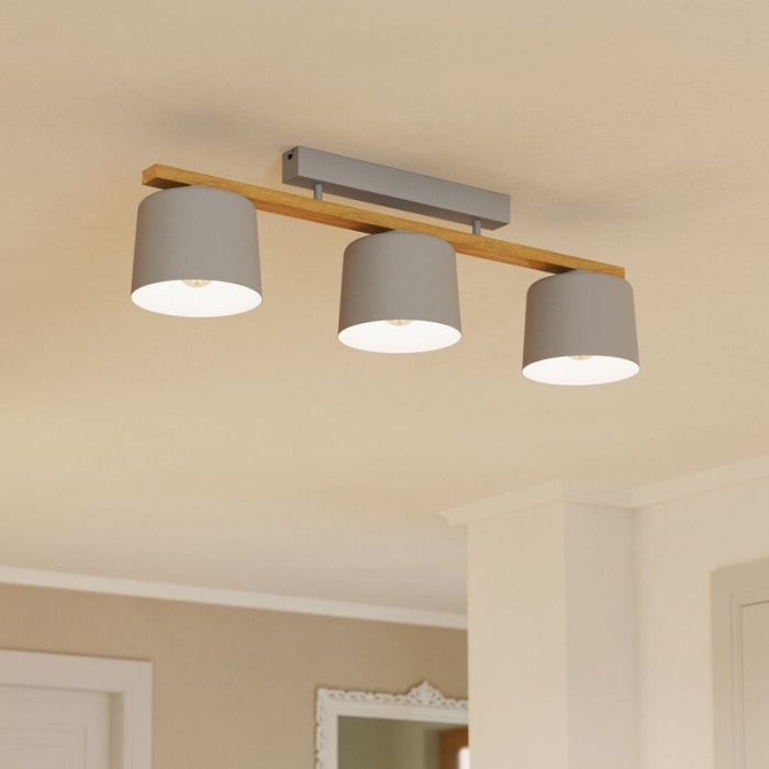 Træ loftlampe grå, Jeannot