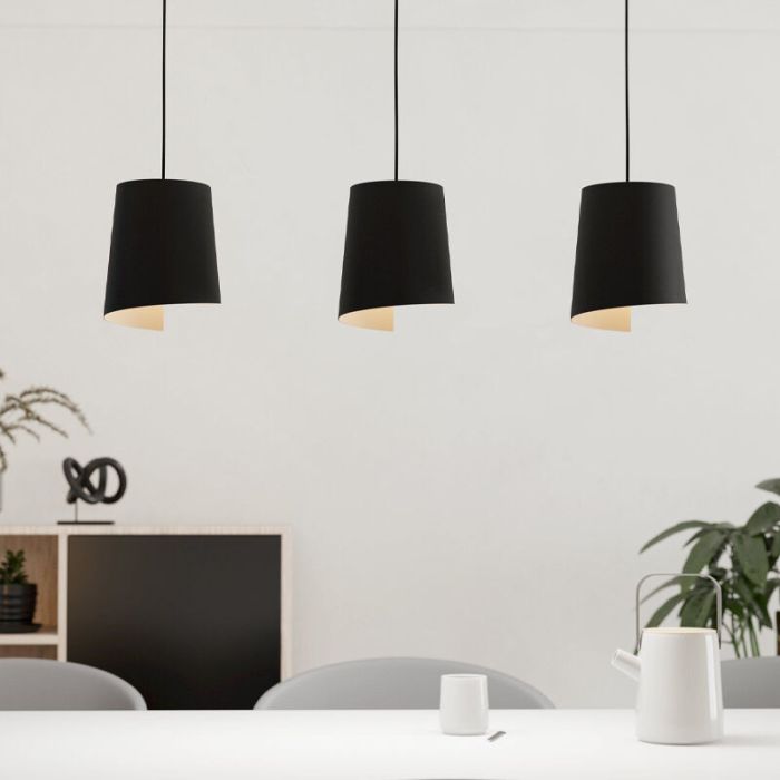 Sort rustik pendler lampe aluminium, Vincenzo