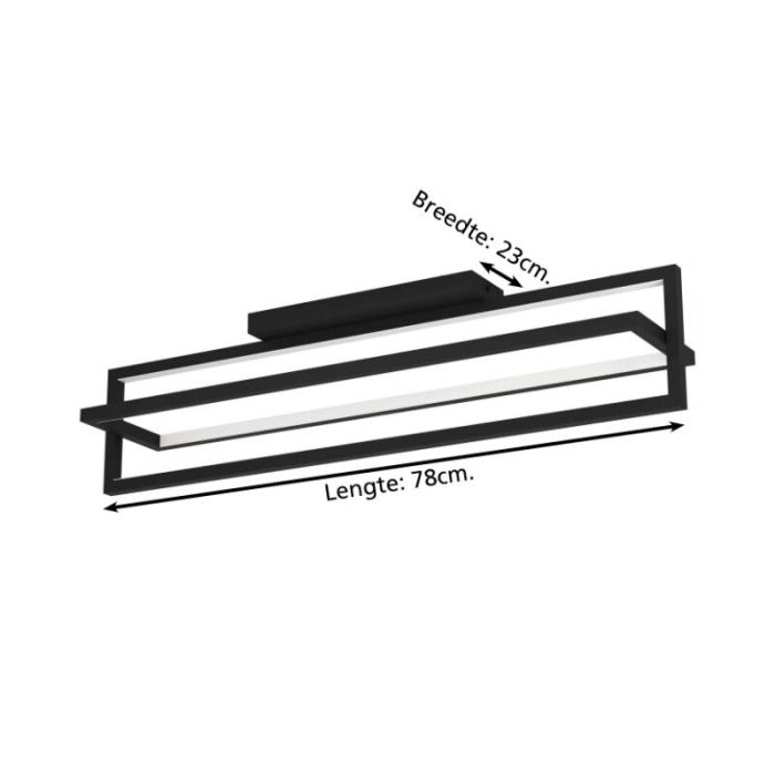 Sort modern loftlampe aluminium, Lianne, 34W, varm til kold hvid justerbar LED, 3 trins lysdæmper