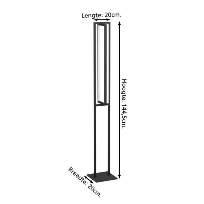 Sort modern gulv lampe aluminium, Lianne, 34W, varm til kold hvid justerbar LED, 3 trins lysdæmper