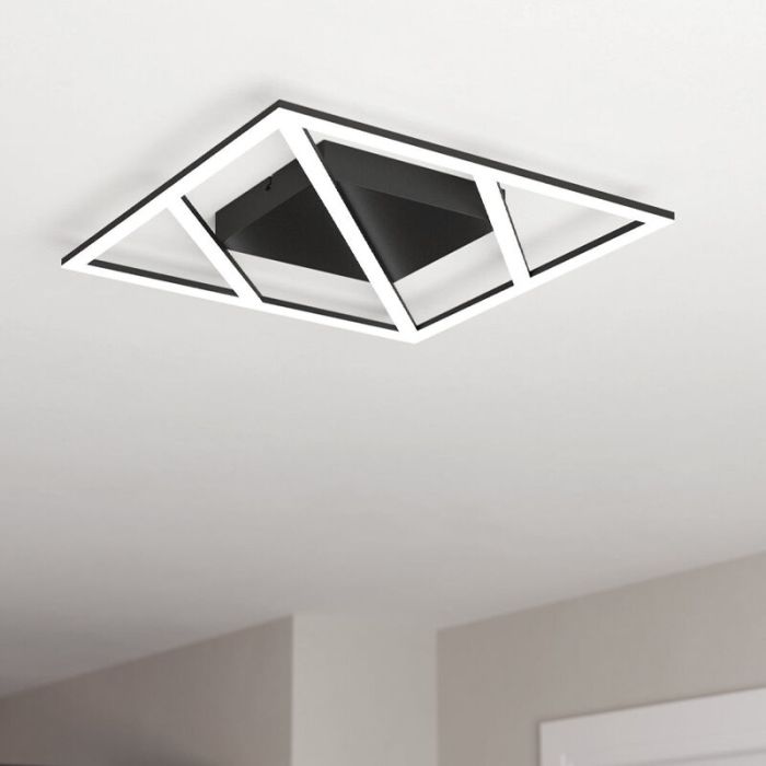 Sort design plafond aluminium, Kenley, 21W, varm til kold hvid justerbar LED, 3 trins lysdæmper