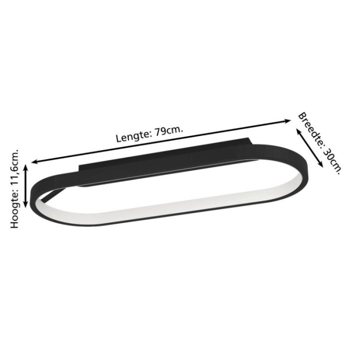 Sort modern loftlampe aluminium, Maira, 27W, 3000K LED, 3 trins lysdæmper