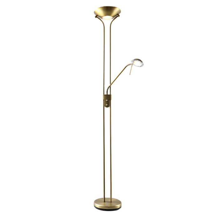 Modern læselampe gulv messing, Salvador, 18W, 3000K LED, med brytare