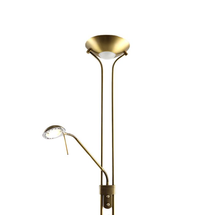 Modern læselampe gulv messing, Salvador, 18W, 3000K LED, med brytare