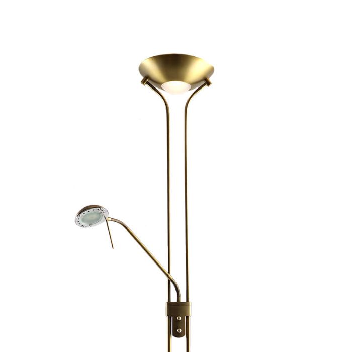 Modern læselampe gulv messing, Salvador, 18W, 3000K LED, med brytare