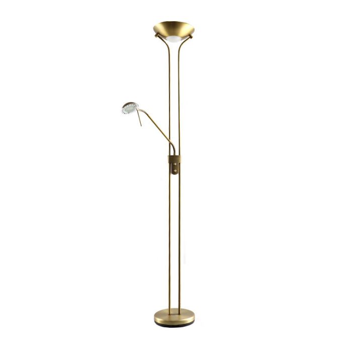 Modern læselampe gulv messing, Salvador, 18W, 3000K LED, med brytare