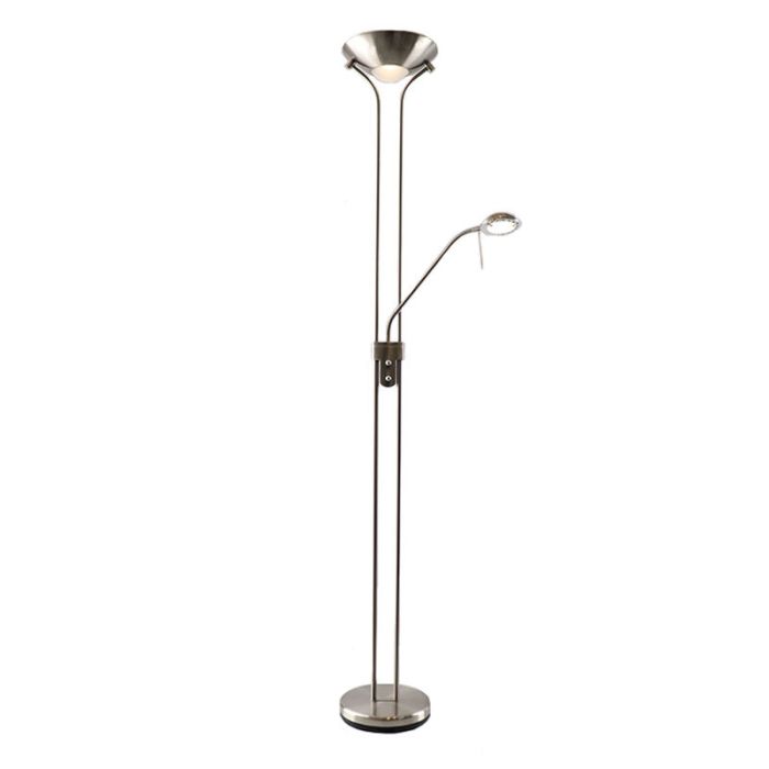 Modern læselampe gulv nikkel, Salvador, 18W, 3000K LED, med brytare