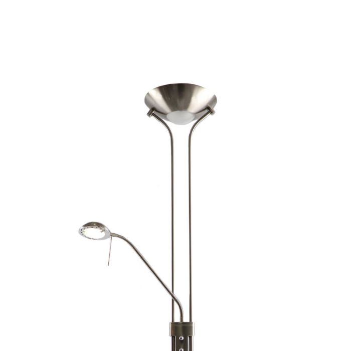 Modern læselampe gulv nikkel, Salvador, 18W, 3000K LED, med brytare