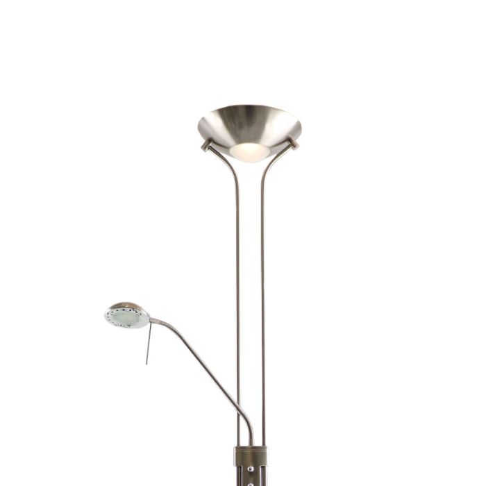 Modern læselampe gulv nikkel, Salvador, 18W, 3000K LED, med brytare