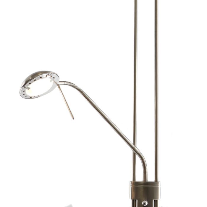 Modern læselampe gulv nikkel, Salvador, 18W, 3000K LED, med brytare