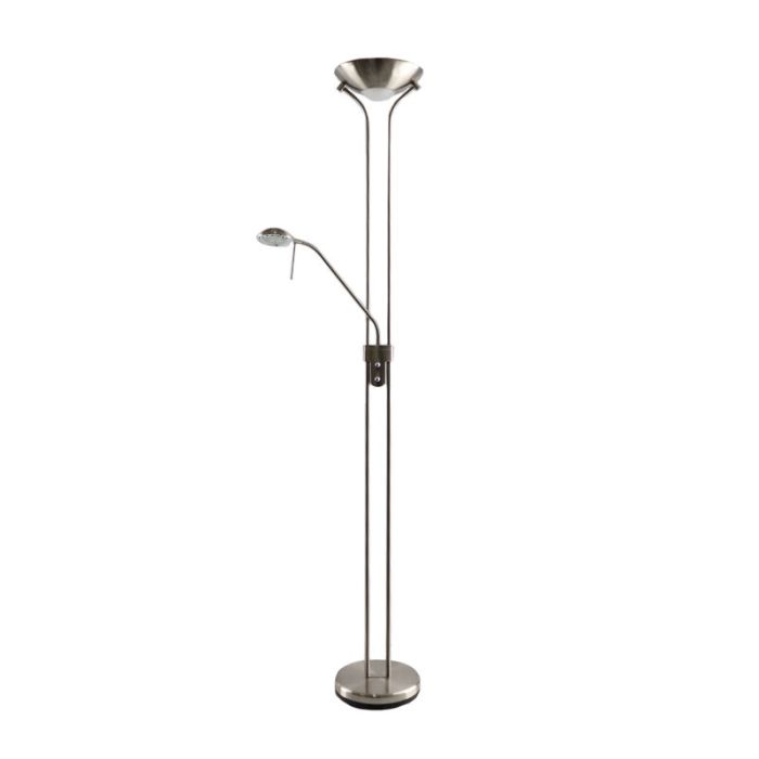 Modern læselampe gulv nikkel, Salvador, 18W, 3000K LED, med brytare