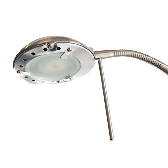 Modern læselampe gulv nikkel, Salvador, 18W, 3000K LED, med brytare