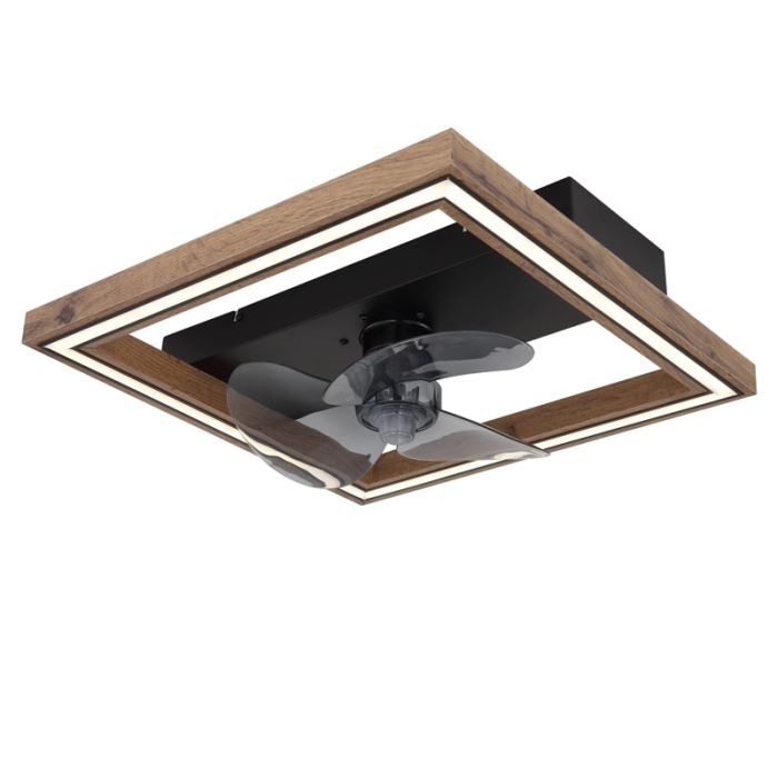 Brun modern loftventilator plast, Lamyea, 24W, varm til kold hvid justerbar LED, med fjärrkontroll