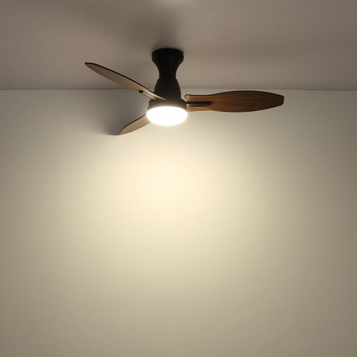 Brun rustik loftventilator metal, Majda, 22W, white switch LED, med fjärrkontroll