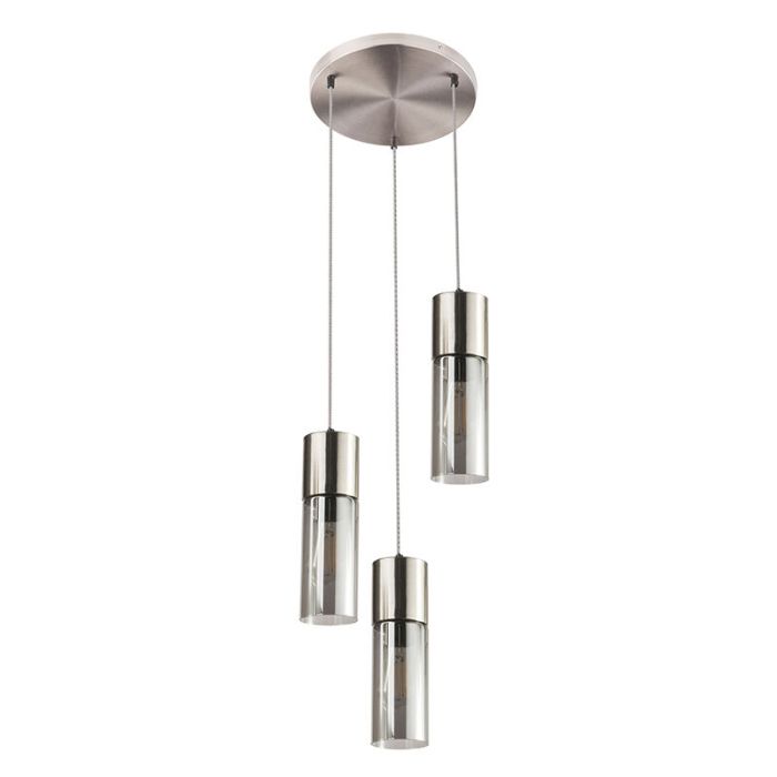 Nikkel design pendler lampe glas, Xena