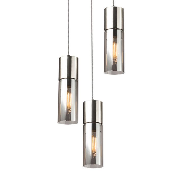 Nikkel design pendler lampe glas, Xena