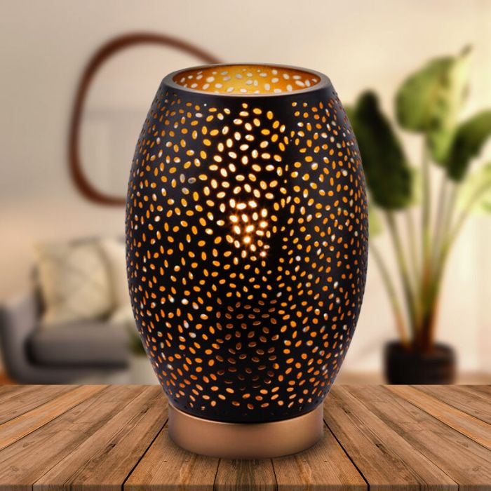 Sort modern bordlampe metal, Bilboa