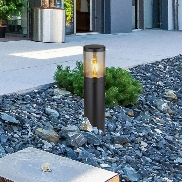 Sort modern udendørslampe rustfrit stål, Lambert, IP44