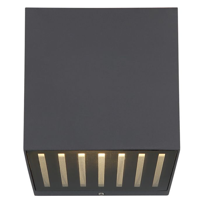 Antracit modern up down væglampe aluminium, Moesha, 6W, 3000K LED, IP54