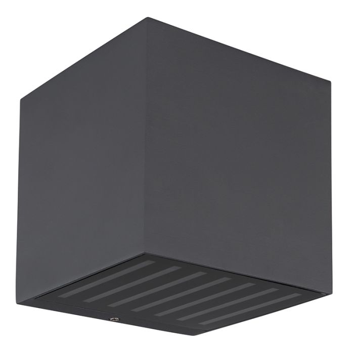 Antracit modern up down væglampe aluminium, Moesha, 6W, 3000K LED, IP54