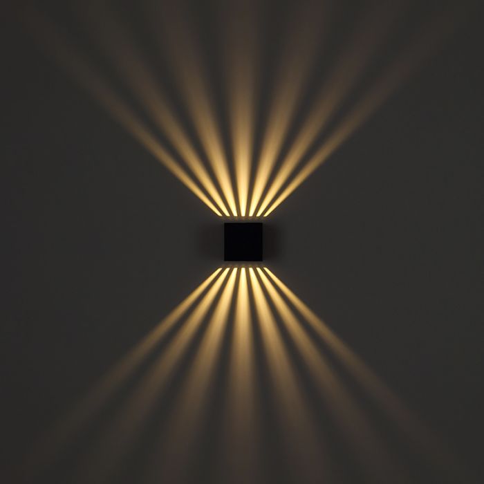 Antracit modern up down væglampe aluminium, Moesha, 6W, 3000K LED, IP54