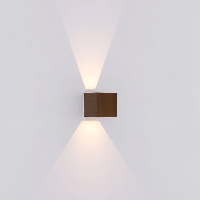 Brun modern up down væglampe aluminium, Nargis, 3W, 3000K LED, IP54