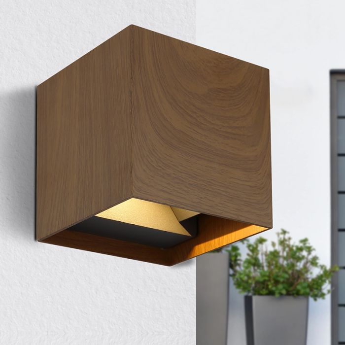 Brun modern up down væglampe aluminium, Nargis, 3W, 3000K LED, IP54