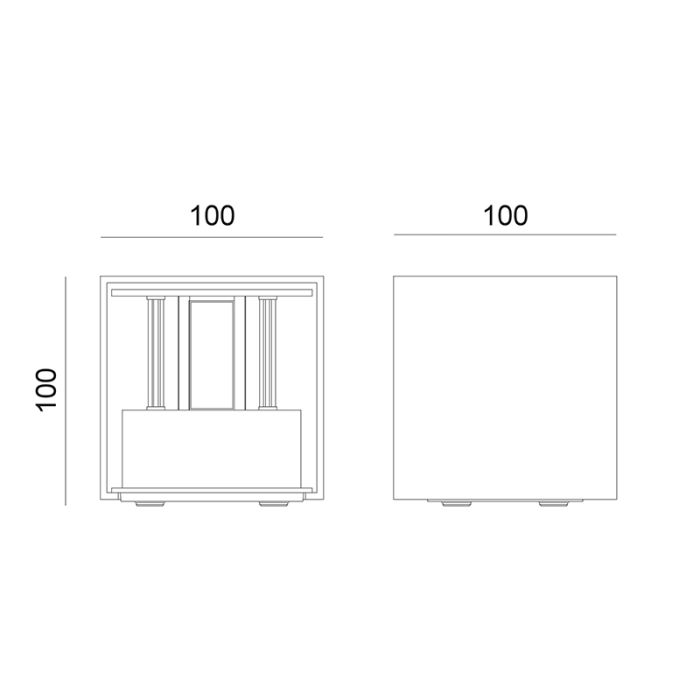 Brun modern up down væglampe aluminium, Nargis, 3W, 3000K LED, IP54