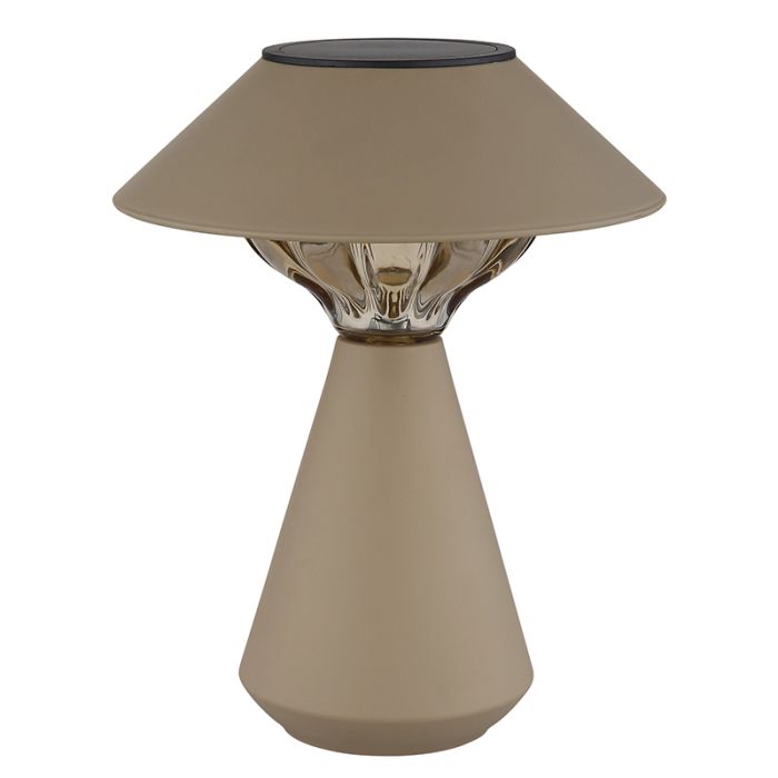 Brun modern solcelle bordlampe udendørs plast, Nasr, 0,06W, 3000K LED, IP44, med brytare