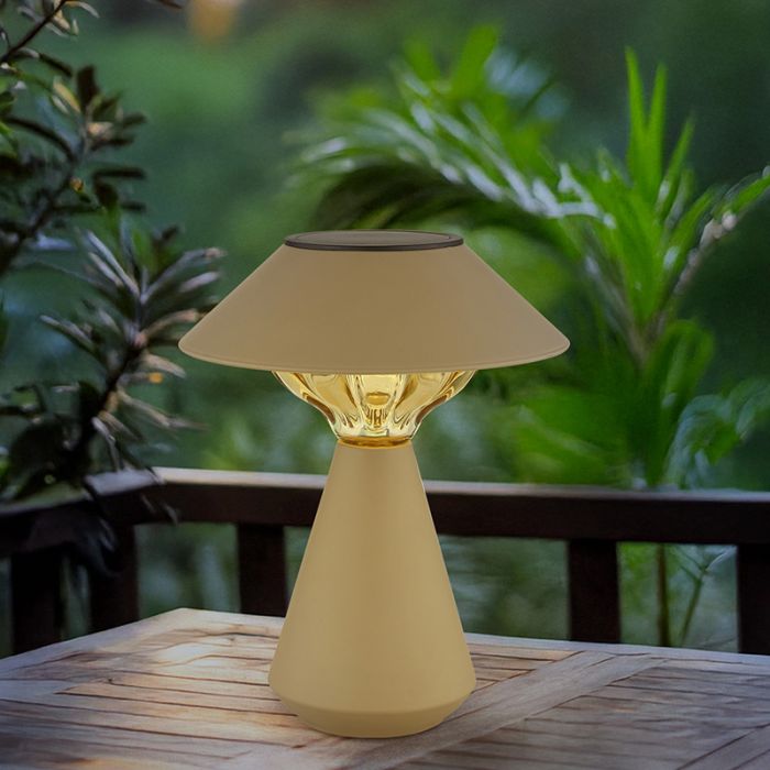 Brun modern solcelle bordlampe udendørs plast, Nasr, 0,06W, 3000K LED, IP44, med brytare
