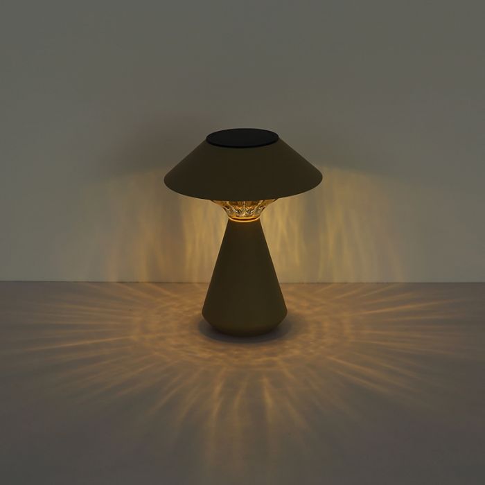 Brun modern solcelle bordlampe udendørs plast, Nasr, 0,06W, 3000K LED, IP44, med brytare