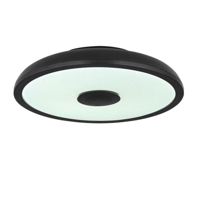 Sort modern plafond plast, Musica, 18W, justerbar lysfarve LED, IP44, med fjärrkontroll