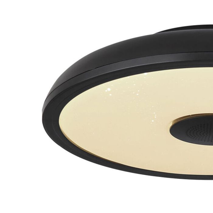 Sort modern plafond plast, Musica, 18W, justerbar lysfarve LED, IP44, med fjärrkontroll