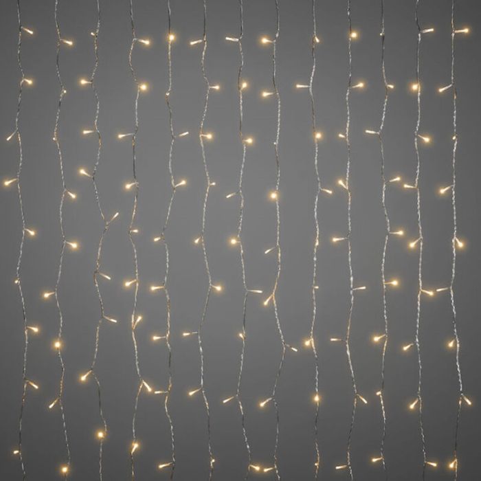 Jul gardinlys, 2,25 x 1,5 meter, varm hvid, IP44, inkl. 12 Funktionskontroller