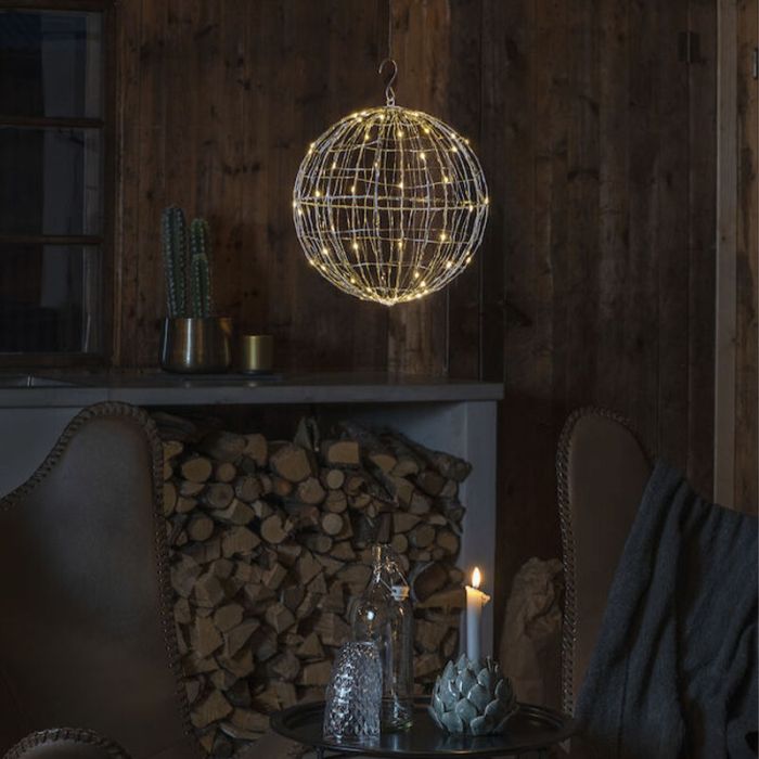 Sølv jul julelys pære plast, Bol, 1,5W, 2700K LED