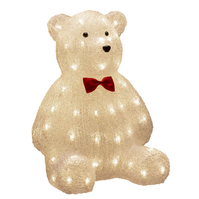 Bamse med sløjfe, 38 cm, til indendørs og udendørs