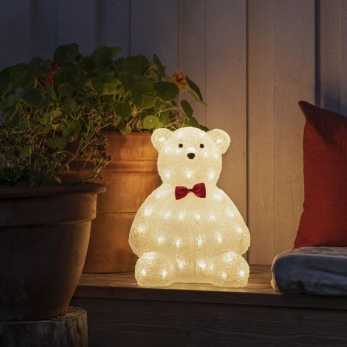Bamse med sløjfe, 38 cm, til indendørs og udendørs