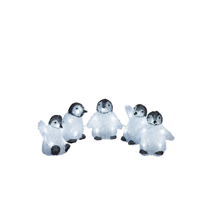 5 LED-pingviner, til indendørs og udendørs