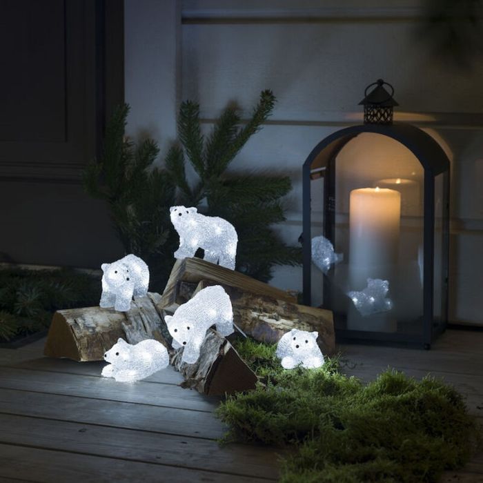 5 LED isbjørne, til indendørs og udendørs
