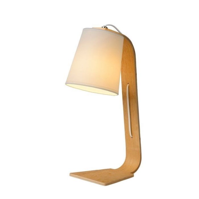 Træ bordlampe hvid, Nordic, med brytare